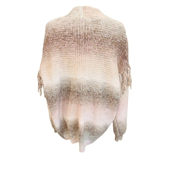 Frye & Co Soft Blush Ombre Fringe Open Cardigan Sweater Coastal Cowgirl Western - Picture 3 of 10